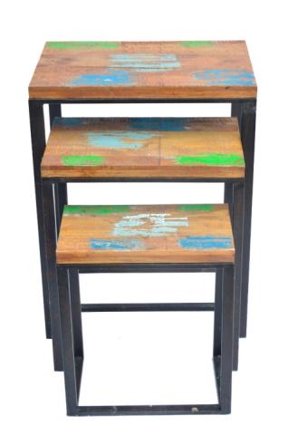 Rustic Painted Butcher Block Style Nesting Tables (1 of 5)