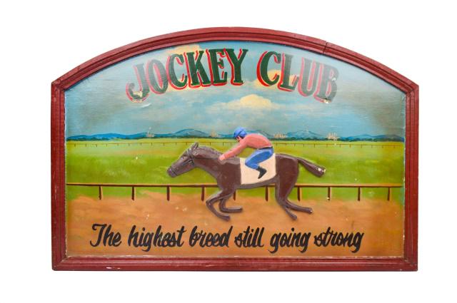 Hand Painted & Carved Wood Jockey Club Sign (1 of 8)
