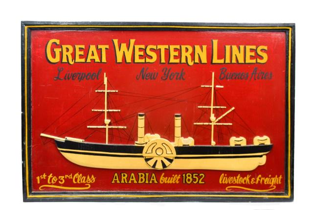 Hand Painted & Carved Wood Great Western Line Sign (1 of 8)