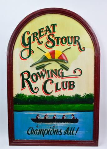 Hand Painted & Carved Wood Rowing Club Sign (1 of 8)