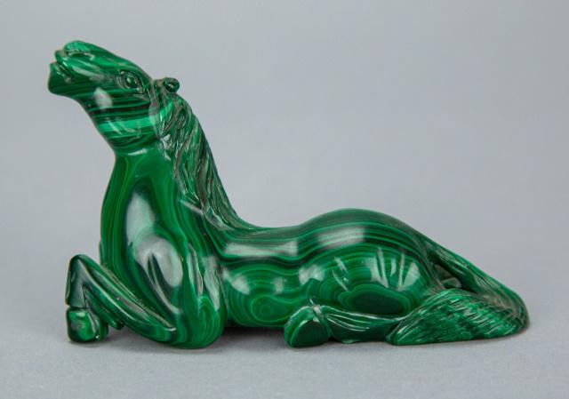 Antique Hand Carved Malachite Scholar Brush Holder: Antique Hand Carved Malachite Scholar Brush Holder Horse FormMeasures 2.25 inches x 4 inches.