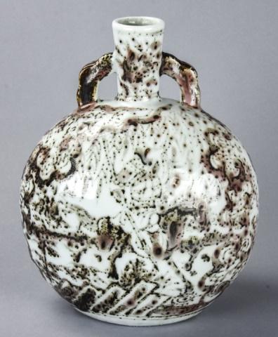 Chinese Red & Brown Porcelain Flask Vase (1 of 6)