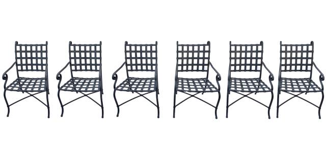 Set 6 Outdoor Black Scrolling Metal Chairs (1 of 9)
