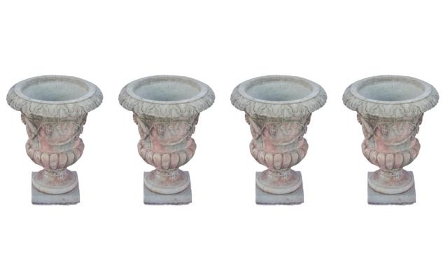 Set of 4 Garden Cast Cement Urn Form Planters (1 of 5)