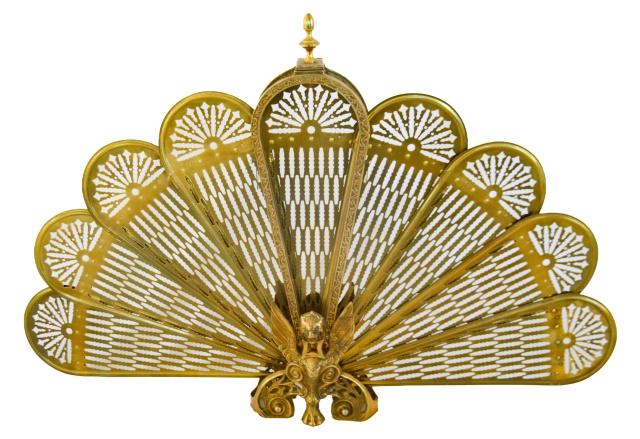 1950s Hollywood Regency Peacock Fire Screen (1 of 5)