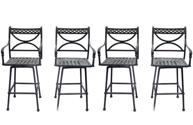 Set of 4 Cross Weave Aluminum Outdoor Bar Stools (1 of 8)