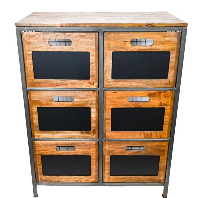 Industrial Style Steel Framed 6-Drawer Cabinet (1 of 8)