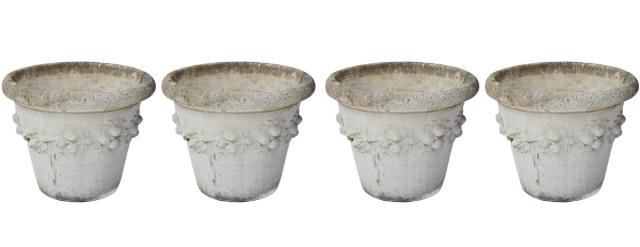 Set of 4 Cast Cement Planters with Fruit Motif (1 of 5)