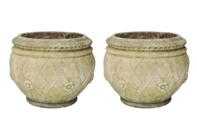Pair Cast Cement Planters (1 of 5)