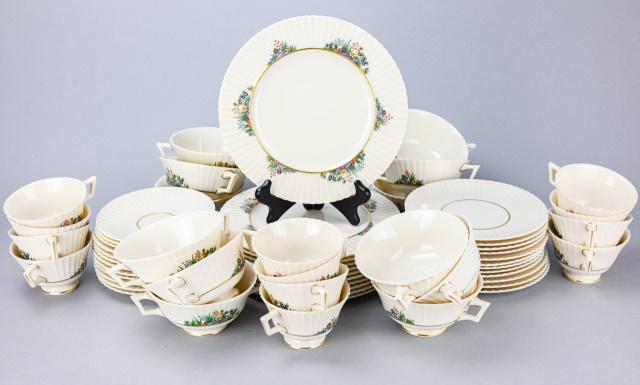 Lenox Rutledge Bone China Lunch Set: Lenox Rutledge Ivory Color Bone China Lunch Set. Includes 11 lunch plates, 12 broth bone with saucers, 12 coffee cup and saucers.Lunch plate measures 9 inches diameter.