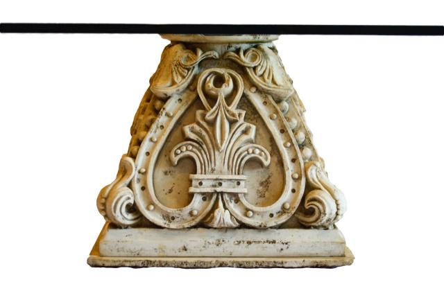 Antique Carved Marble Plinth Base Coffee Table (1 of 4)