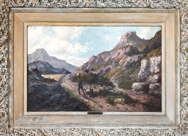 John Califano Signed Oil Painting Sheep on Trail (1 of 11)