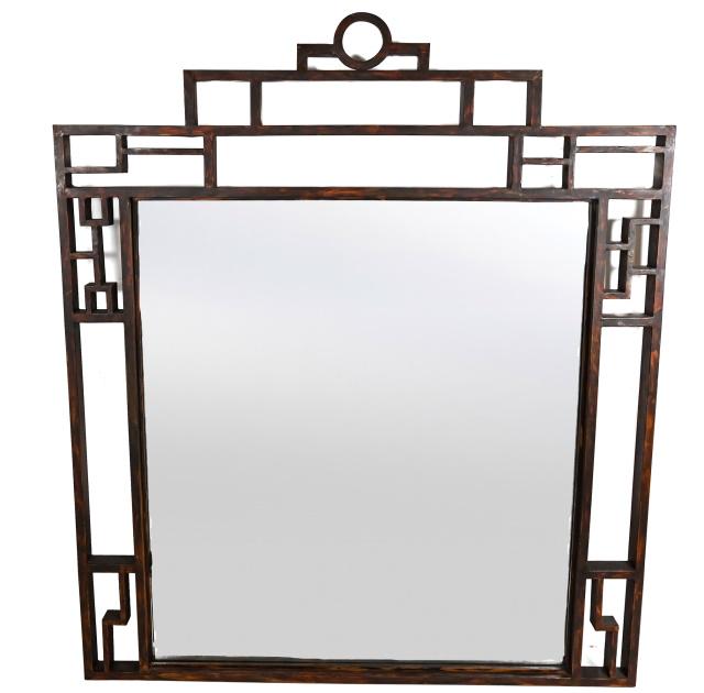 Large Wrought Iron Painted Chinoisserie Mirror (1 of 7)