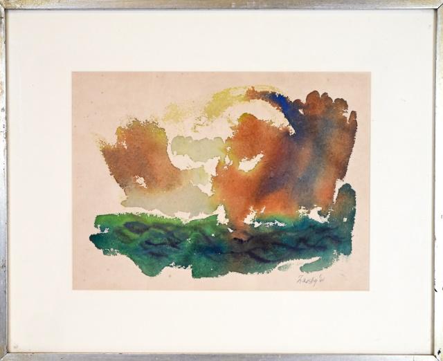 Lou Zansky Mid C Abstract Watercolor Signed Framed (1 of 8)