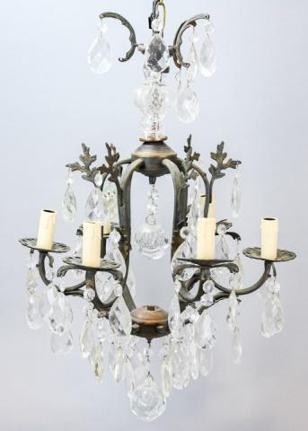 6-Light Tole, Crystal, Wrought Iron Chandelier (1 of 8)