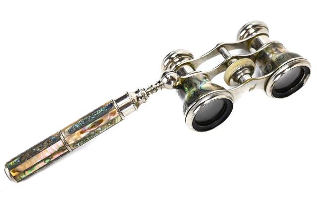 Antique French Abalone Shell Opera Glass w Handle (1 of 8)