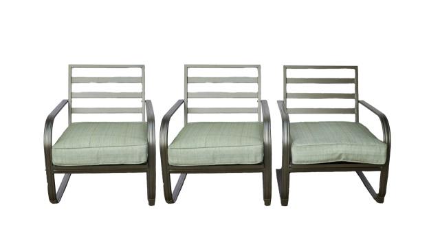 3 Outdoor Cast Aluminum with Cushions Arm Chairs (1 of 8)