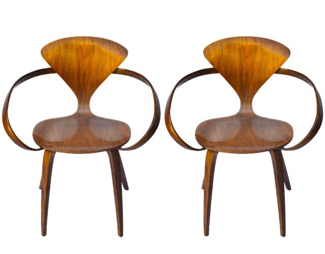 Pair MC Norman Cherner Pretzel Arm Chairs (1 of 11)