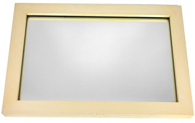 Tyler Hays BDDW MC Simple Mirror in White: Tyler Hays BDDW Mid Century Simple Mirror in White.Measures 34 inches x 48 inches x 2 inches.Please note that there is a slight damage to the paint in the left hand side corner.
