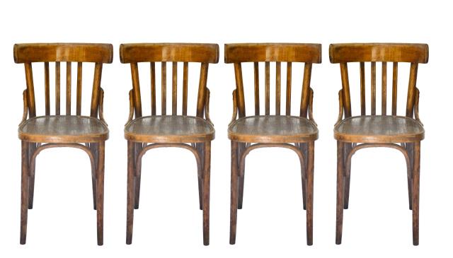 4 Michael Thonet for Tatra Bentwood Bistro Chairs: Set of 4 Michael Thonet for Tatra Bentwood Bistro Chairs.Measures 30 inches x 16.5 inches x 17 inches. seat height 18 inches.