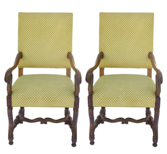 French Country Vintage Carved Dining Arm Chairs (1 of 13)