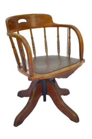 Edwardian Oak Swivel Office Desk Chair (1 of 8)