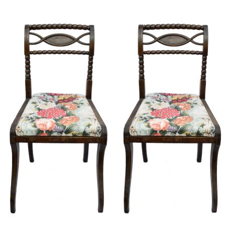 Pair Antique Hand Carved Upholstered Side Chair (1 of 10)