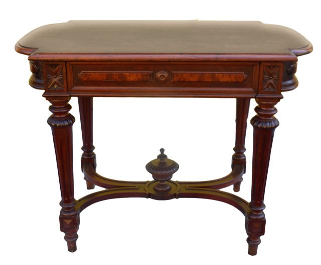 Renaissance Revival Walnut & Burl Console Table (1 of 6)