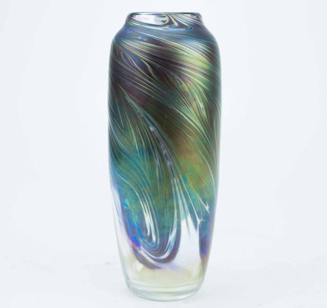 Signed Rosetree Handblown Art Glass Vase (1 of 4)