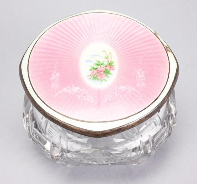 French Sterling Silver Mounted Guilloche Jar (1 of 8)