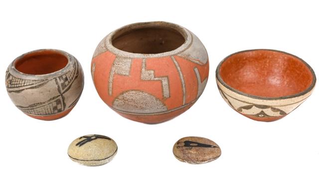 3 Acoma Pueblo Pottery Red Ware Painted Bowls (1 of 9)