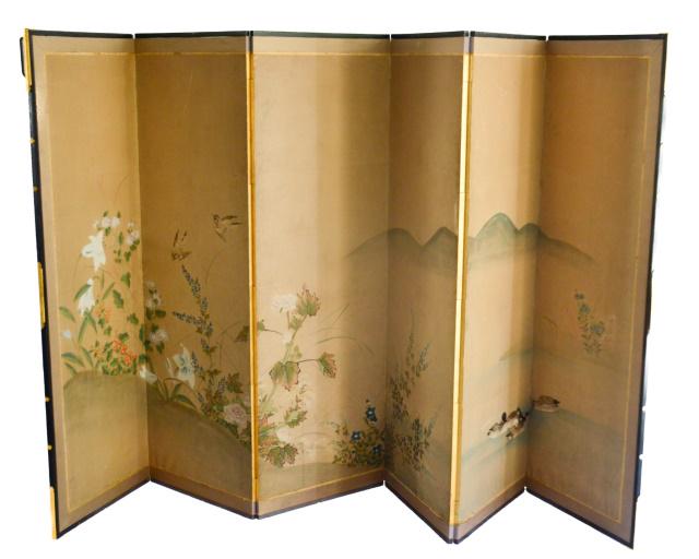 Vintage Oriental 6 Panel Hand Painted Screen (1 of 10)
