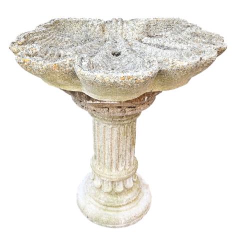 Antique Cast Stone Shell Form Bird Bath (1 of 10)