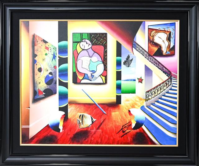 Ferjo "Entrancing Picasso" Oil on Canvas: Ferjo "Entrancing Picasso" Oil on Canvas with Certificate of Authenticity.Frame measures 32 inches x 38 inches, art24 inches x 30 inches.