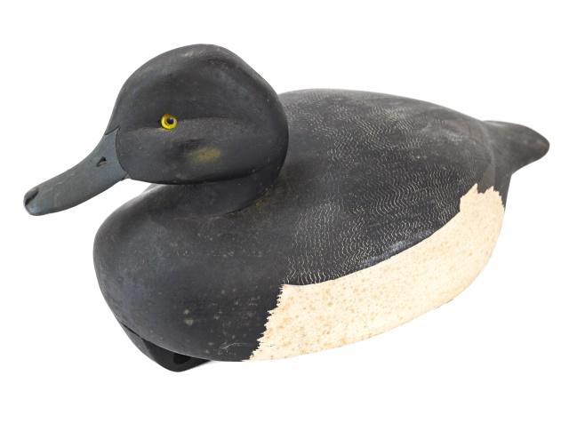 Ken Harris Hand Carved Duck Decoy: Ken Harris Hand Carved Duck Decoy. 9 inches x 12 inches x 8 inches