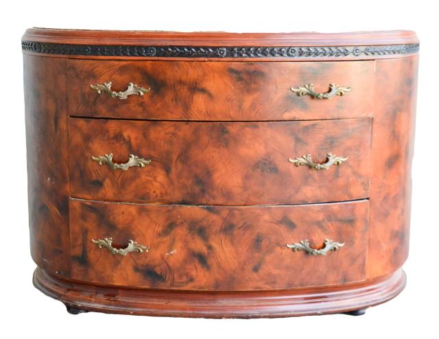 American Company Demilune Sideboard: American Company Demilune Sideboard with Marble Top.Measures 33 inches x 48.5 inches x 21 inches.