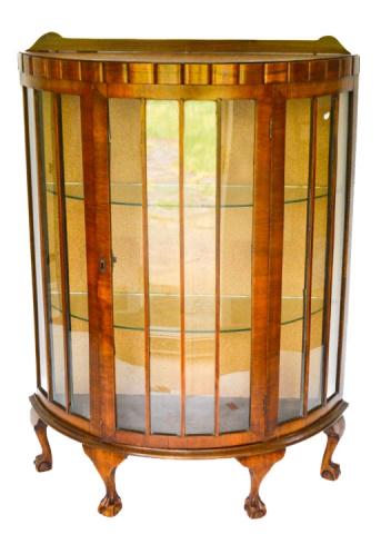 French Vintage Art Deco Circular Display Cabinet: French Vintage Art Deco Circular Display Cabinet. Measures 49 inches x 35 inches x 13 inches.