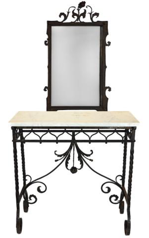 Antique Wrought Iron Tole Marble Console & Mirror (1 of 13)