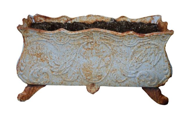 French Cast Iron Jardiniere with Scroll Feet: French Style Cast Iron Jardiniere with Scroll Feet.Measures 12.5 inches x 25 inches x 12.5 inches.