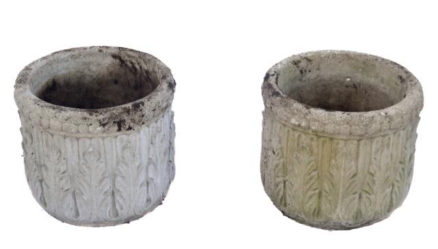 Pair Cast Cement Planters Acanthus Motif (1 of 3)