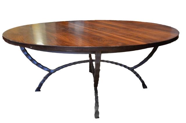 Rosewood and Wrought Iron Round Coffee Table (1 of 7)