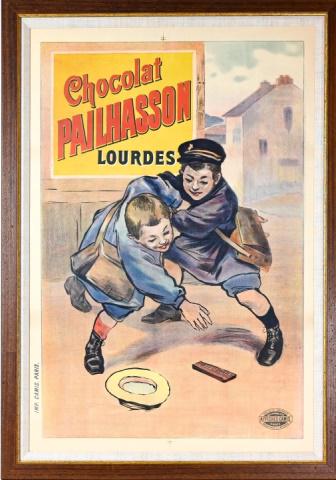 Vintage Framed Chocolat Pailhasson 1910 Poster: Vintage Framed Chocolat Pailhasson 1910 Poster. Framed measures 50 inches x 36 inches.