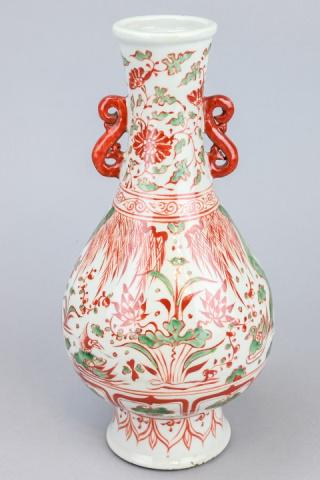 Chinese Polychrome Porcelain Lotus Amphora Vase (1 of 10)