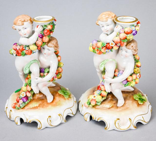 Von Schierhoz Cherub Form Porcelain Candlesticks (1 of 12)