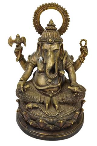 Antique Bronze Seated 4-Arm Ganesha Statue (1 of 8)