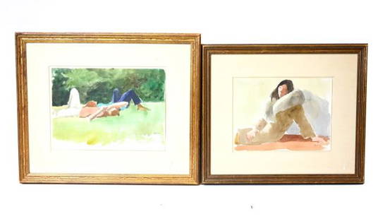 Pair Richard Segalman Watercolors Portrait Studies: Richard Segalman, American 1934 - 2021, Framed and Signed Watercolor Portrait Studies. Art measures approximately 10 inches x 14 inches.