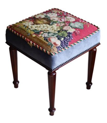 Maitland Smith Hand Carved Needle Point Footstool (1 of 9)