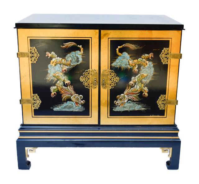 Oriental Furniture Black Lacquer Cabinet (1 of 10)