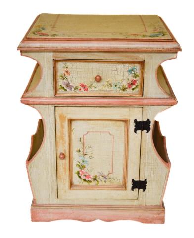 Antique Gustavian Painted Traditional Nightstand: Antique Gustavian Hand Painted Traditional Nightstand.Measures 27.5 inches x 21 inches x 17 inches.