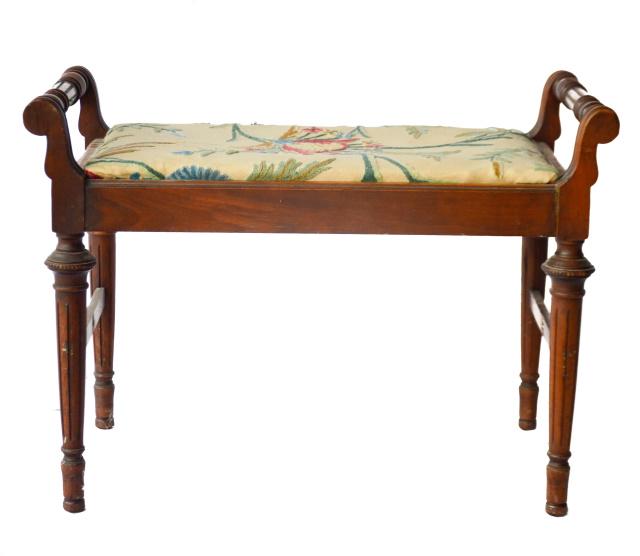 Antique Victorian Hand Carved Upholstered Stool (1 of 8)